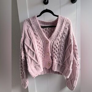 Lilac chunky cardigan sweater